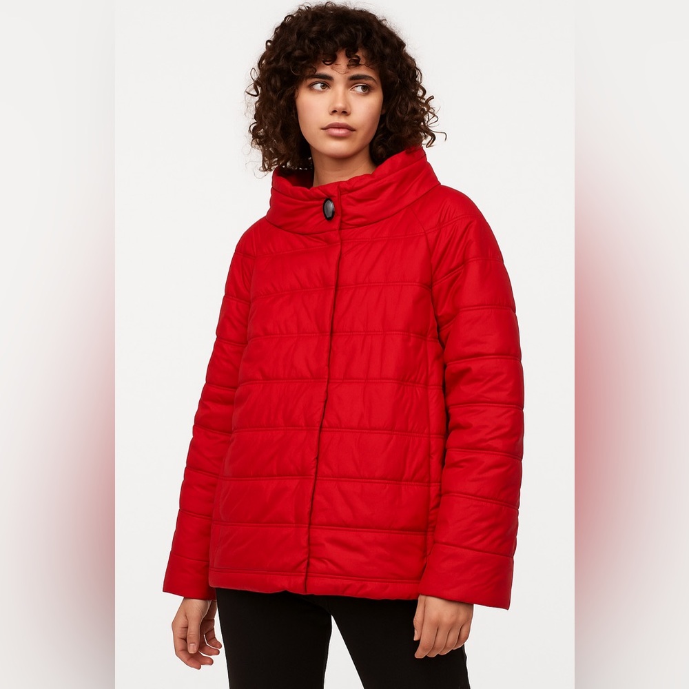 Darling - Maria Grazia Severi Vibrant Red Quilted Puffer Jacket Size 54 / US XXL
